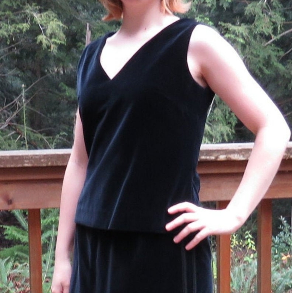 Vintage 50's Black Velvet Skirt And Blouse Set